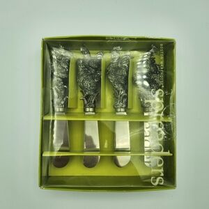 Rooster Chicken Hen Silver Boston Warehouse Cheese Dellarobbia Spreaders Set 4